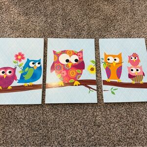 Colorful Owl Family Wall Art Set